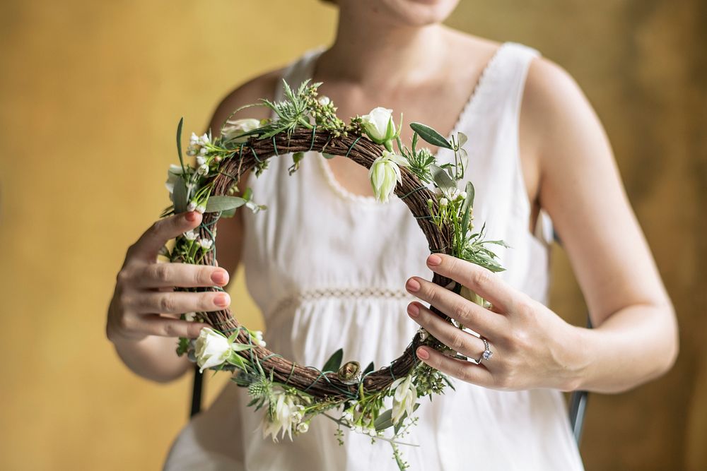 Summer bride with a floral wreath