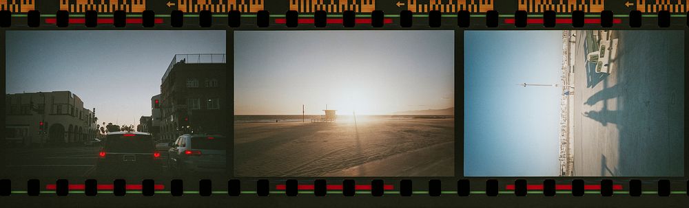Beach and summer vibes in a film strip