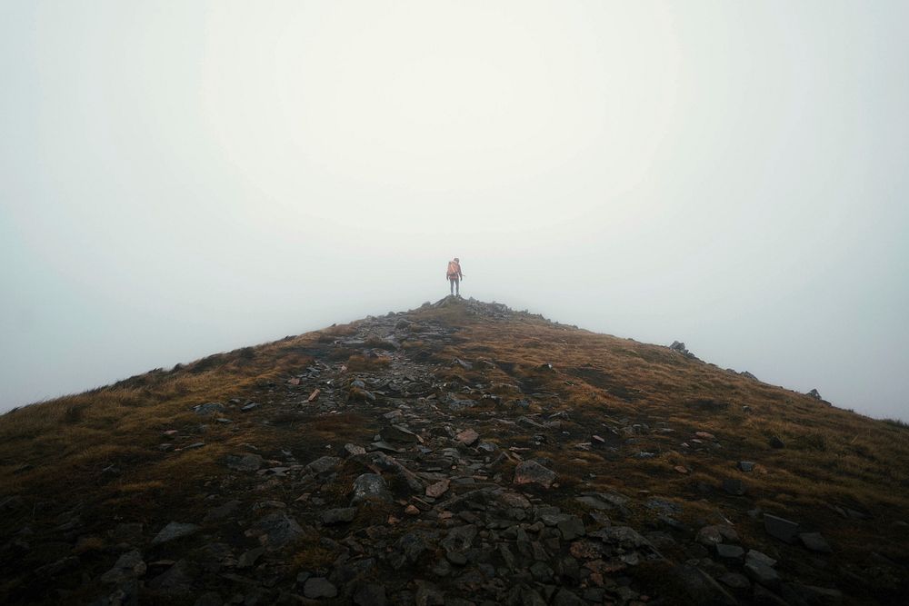 Hiker at Buachaille Etive Beag in Scotland