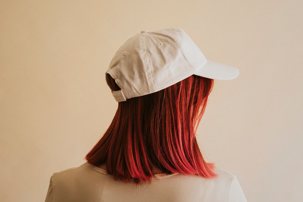 Women's white cap mockup studio shot