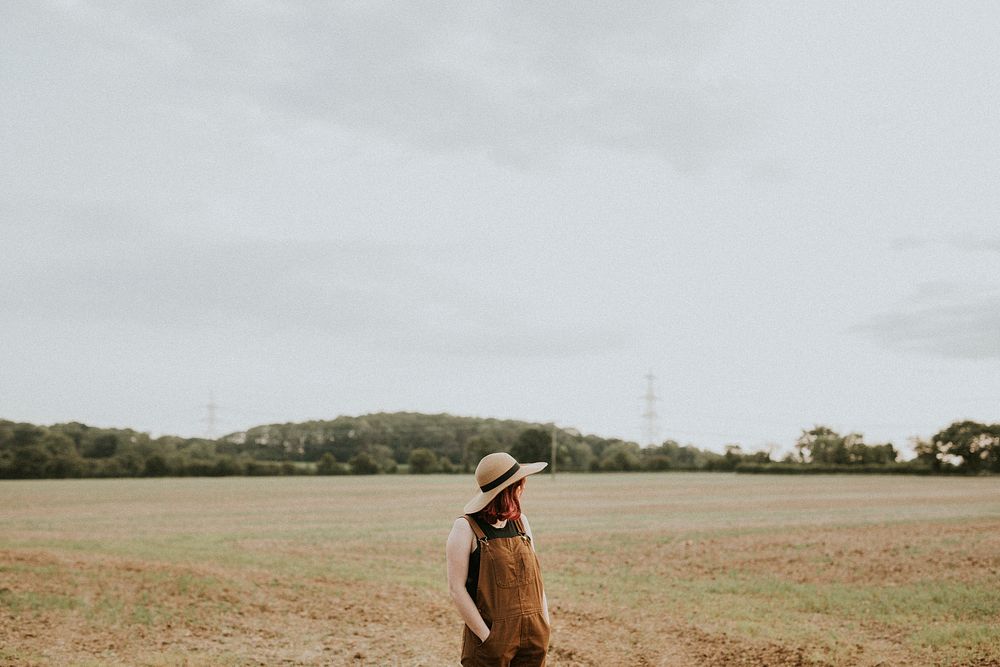 Woman in a wide brim straw hat