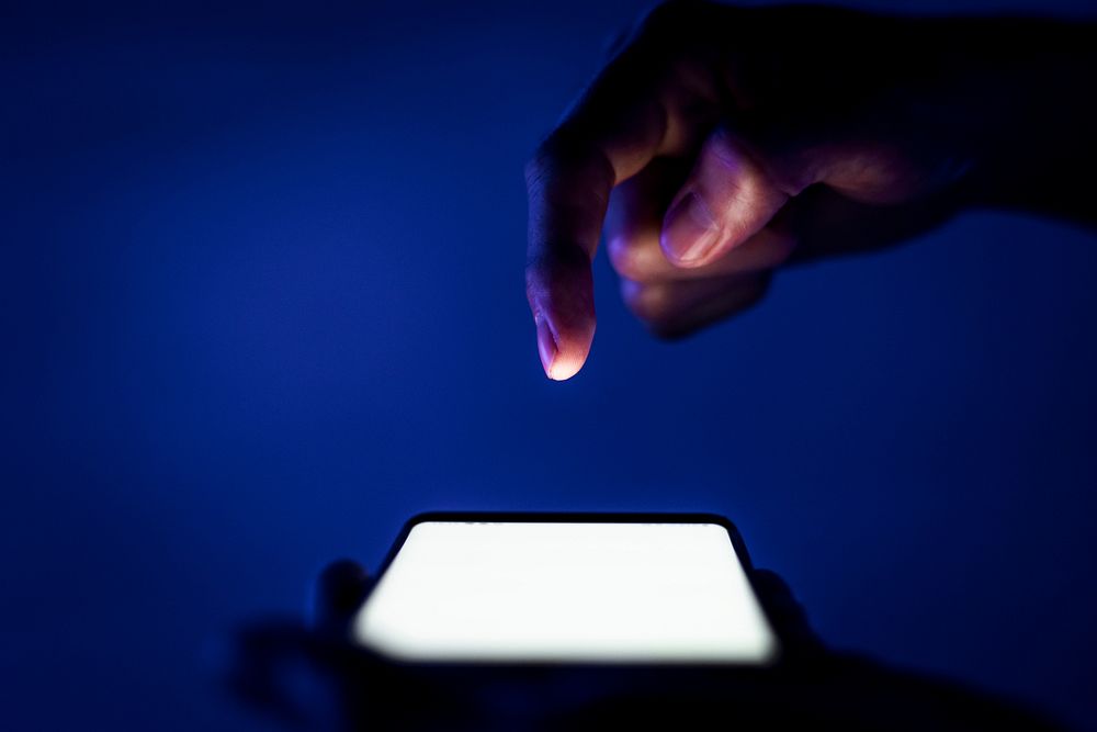 Bright screen on a smartphone digital device