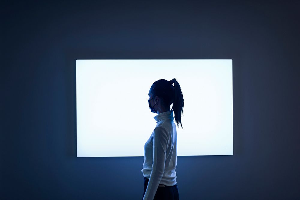 Bright shining screen in an exhibition