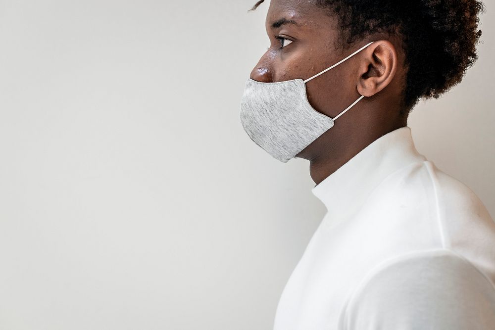 African American man wearing a face mask in the new normal