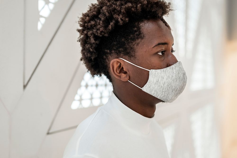 African American man wearing a face mask in the new normal