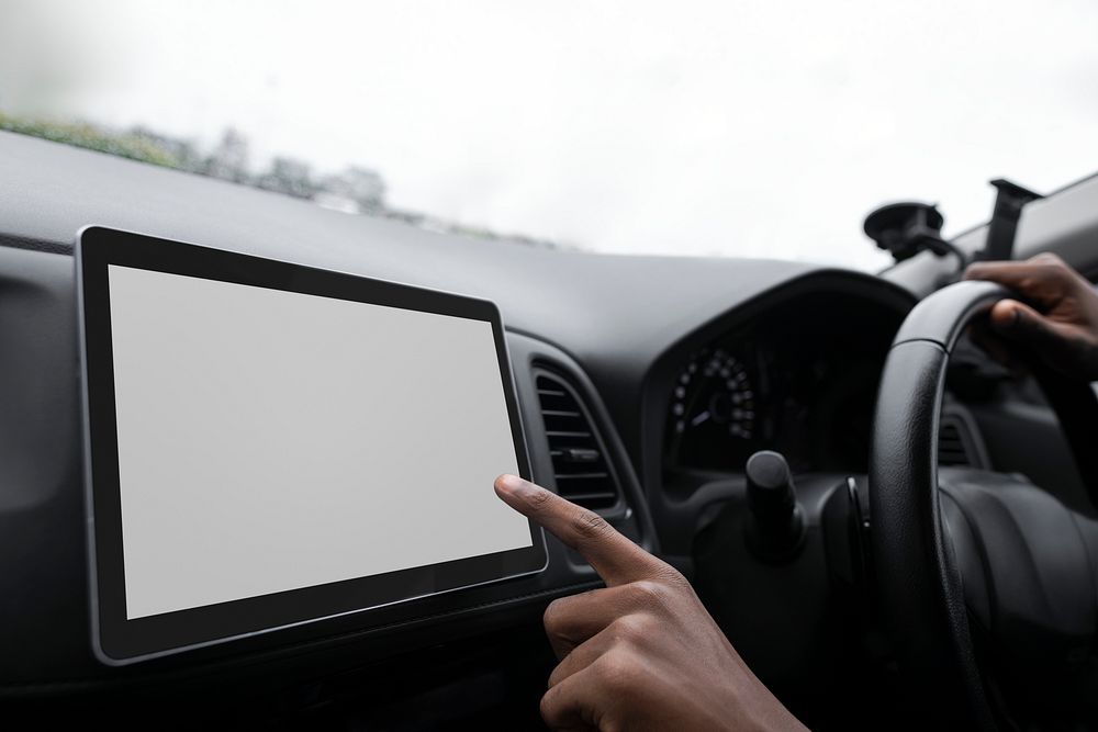 Blank tablet screen in a self-driving 