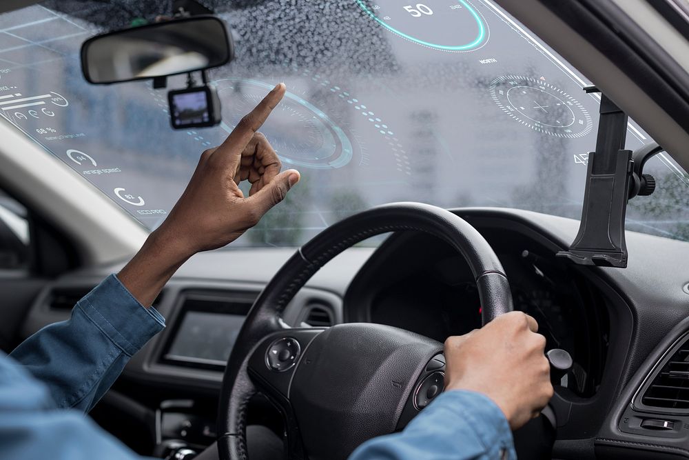 Interactive transparent window screen in a smart car
