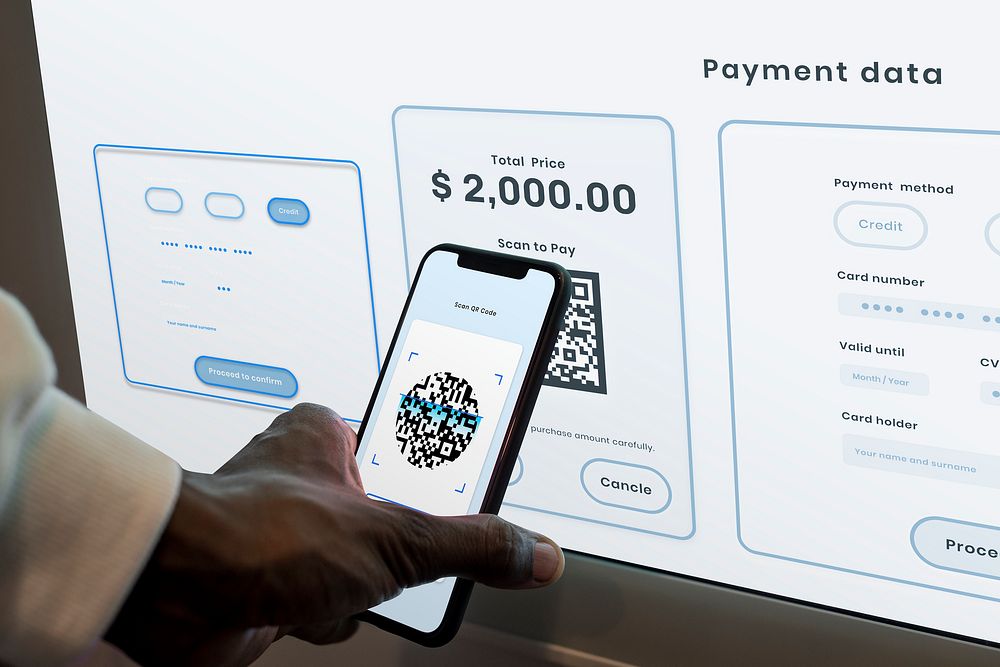 Smartphone screen mockup contactless payment by app psd