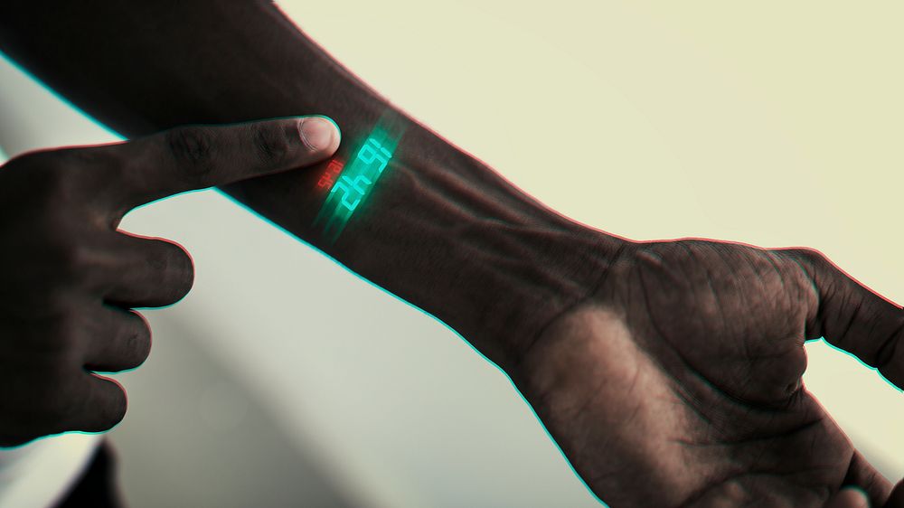 Smartwatch with hologram technology on man's wrist