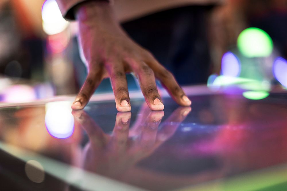 Futuristic smart screen at an arcade
