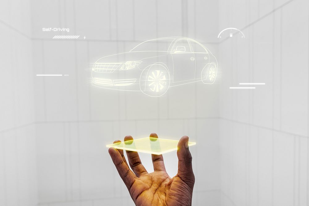 Hologram smart car psd futuristic technology