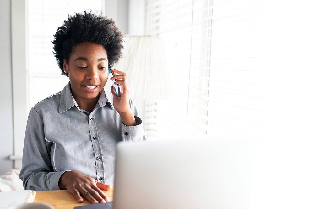 African American woman working from home in the new normal