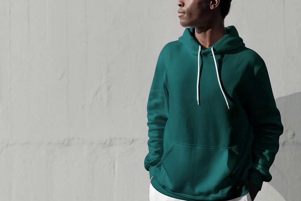 Stylish green hoodie mockup psd streetwear men&rsquo;s apparel fashion