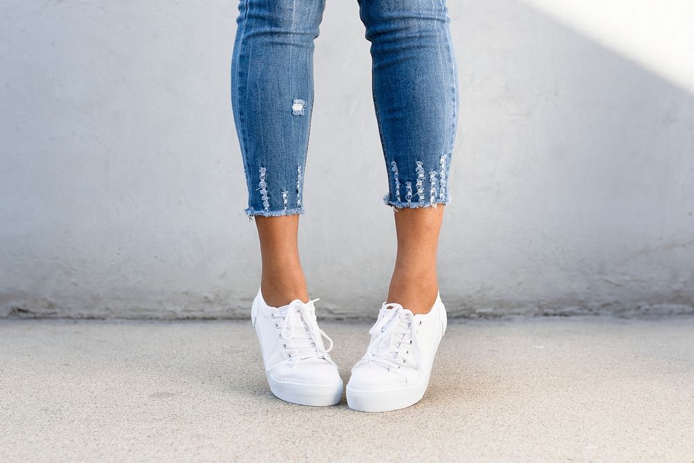White canvas sneakers mockup psd women&rsquo;s shoes apparel shoot
