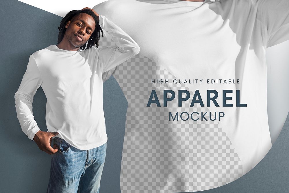 Editable men&rsquo;s apparel mockups psd cool template blue advertisement