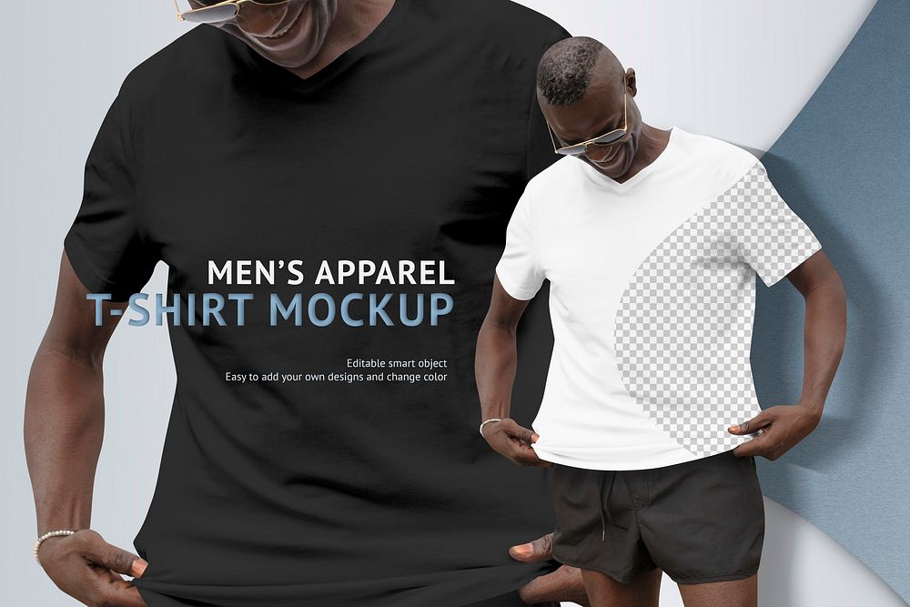Editable t-shirt psd mockup template men's summer apparel