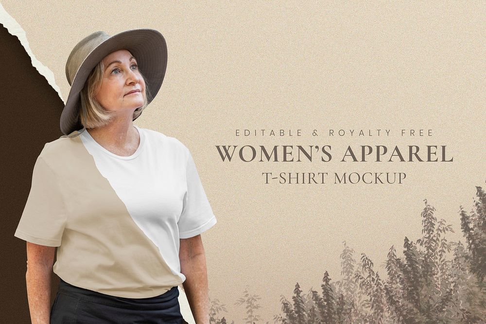 Women's apparel mockup psd brown nature background