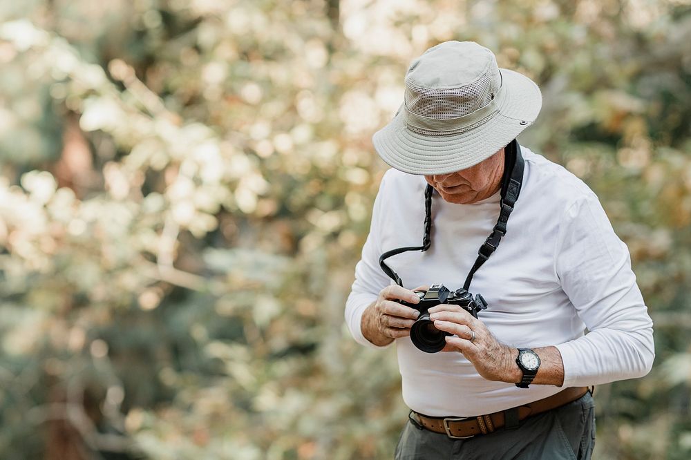 Senior man appreciating the beauty of nature