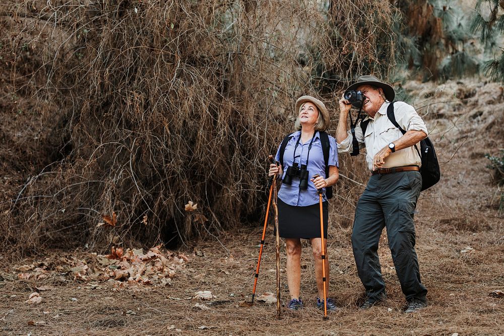 Elderly traveler appreciating the beauty of nature