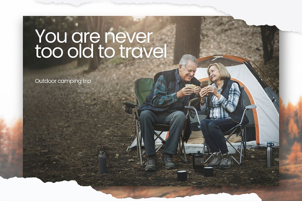 Senior adventure editable template psd you’re never too old to travel