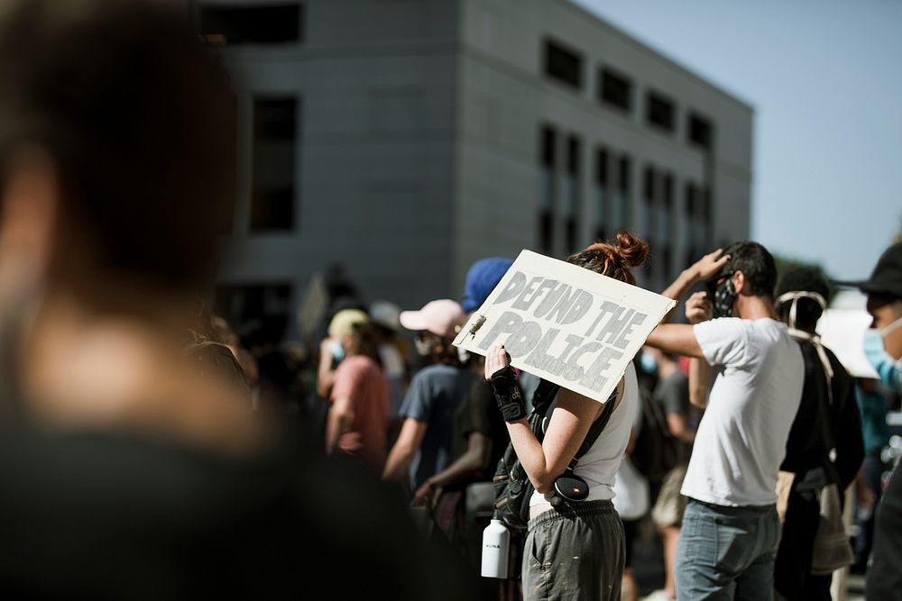 Defund the police at a Black Lives Matter protest outside the Hall of Justice in Downtown Los Angeles. 15 JUL, 2020 - LOS…