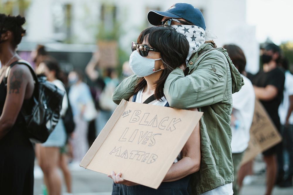 Couples fighting for justice at a Black Lives Matter protest outside the Hall of Justice in Downtown Los Angeles. 15 JUL…