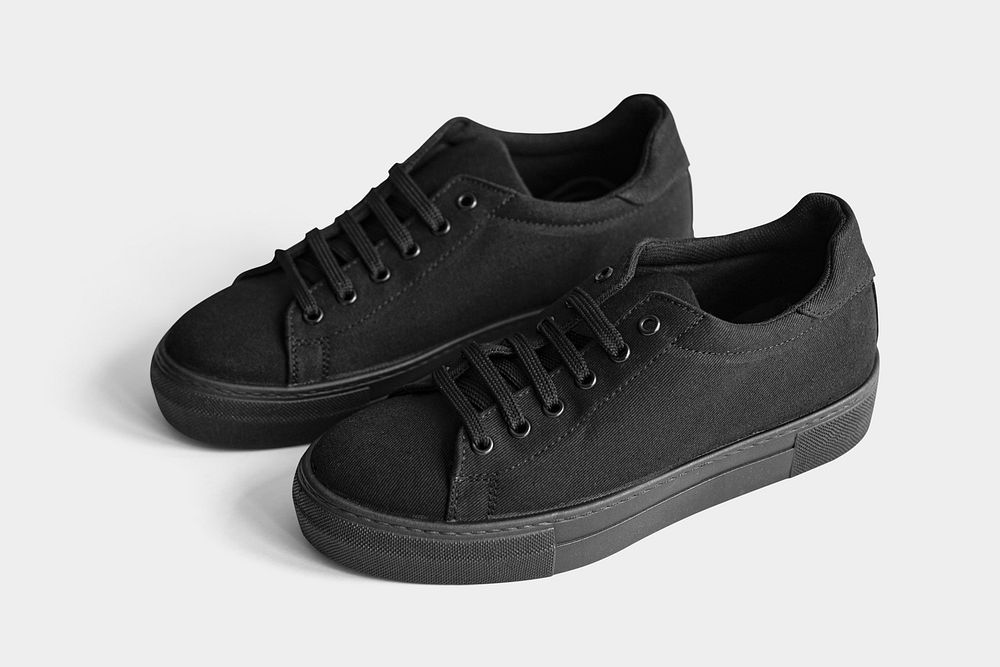 Black canvas sneakers mockup women's shoes 