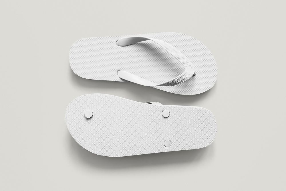 White rubber flip flops psd slipper