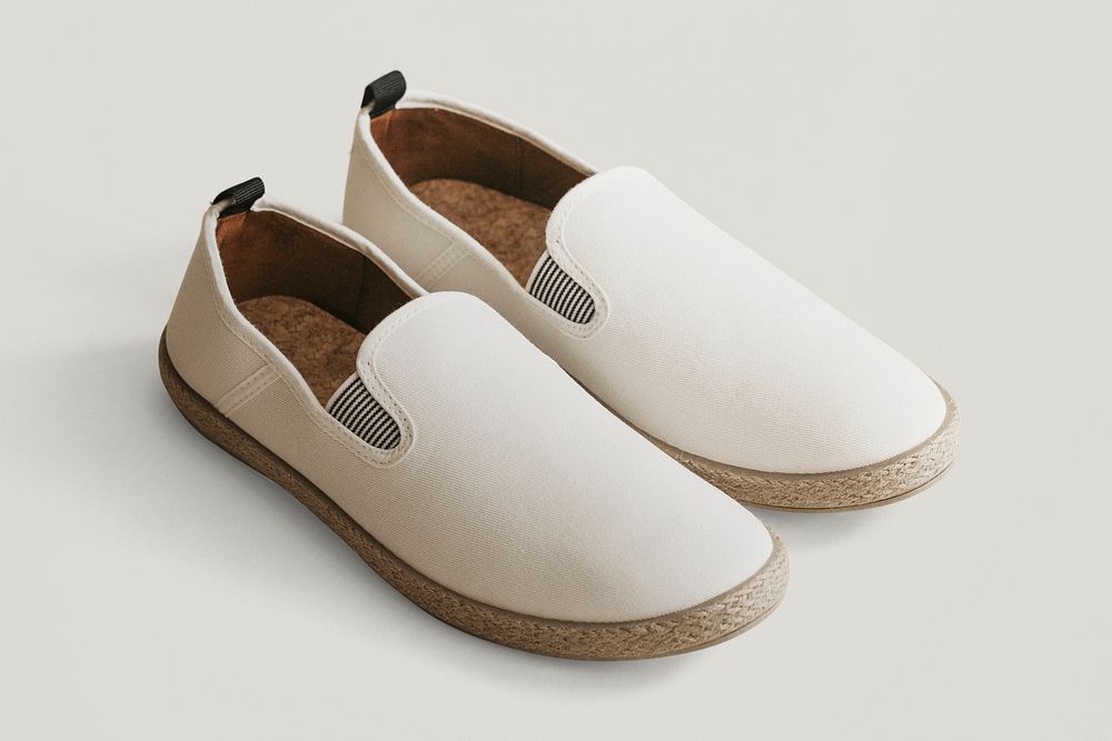Men's white espadrilles shoes mockup