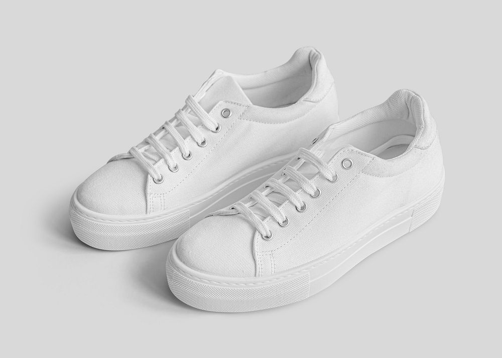 White canvas sneaker psd woman's shoes