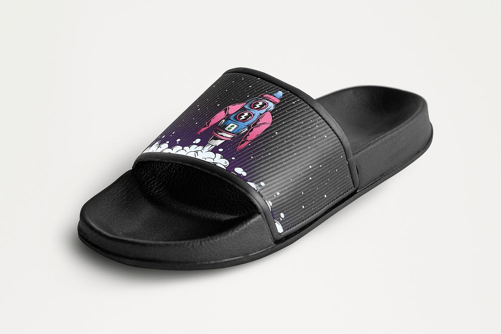 Cute cartoon black psd flip flops slipper