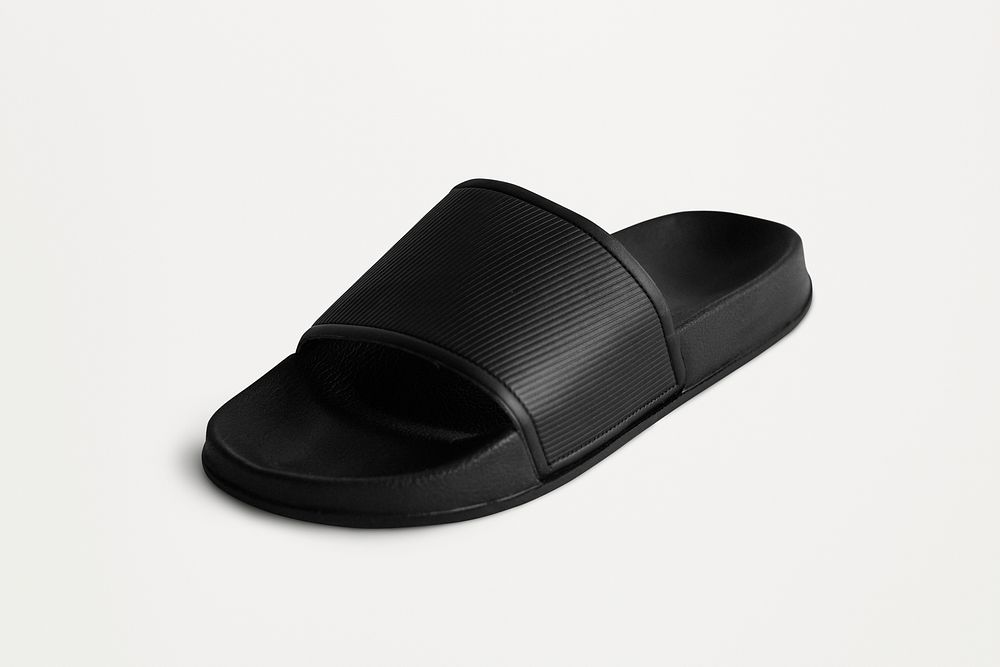 Psd black rubber flip flops slipper mockup