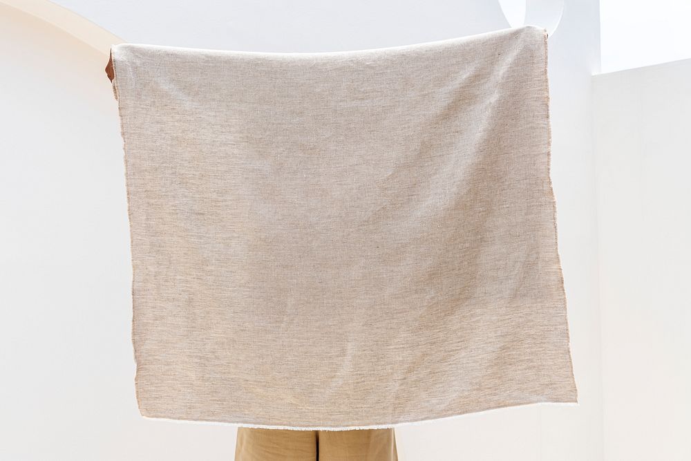 Throw blanket in beige earth tone minimal style