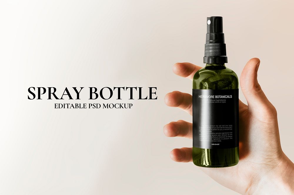 Green spray bottle psd mockup minimal style