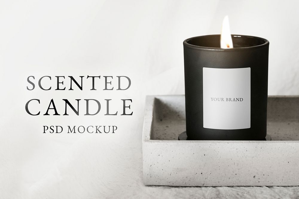 Scented candle jar psd mockup home decor minimal style
