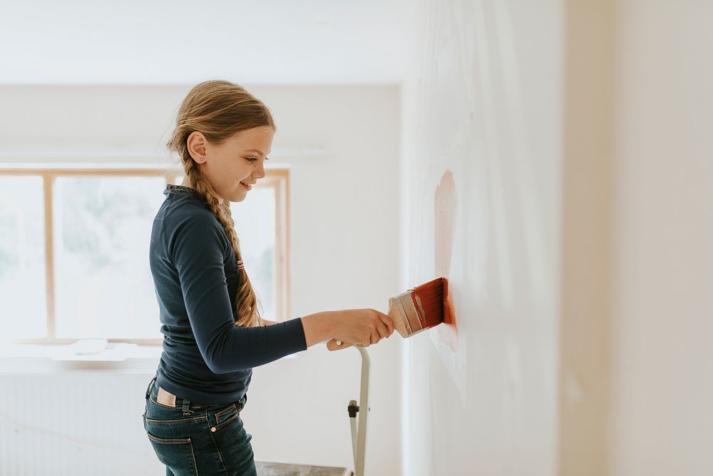 Kid helps remodelling home interior