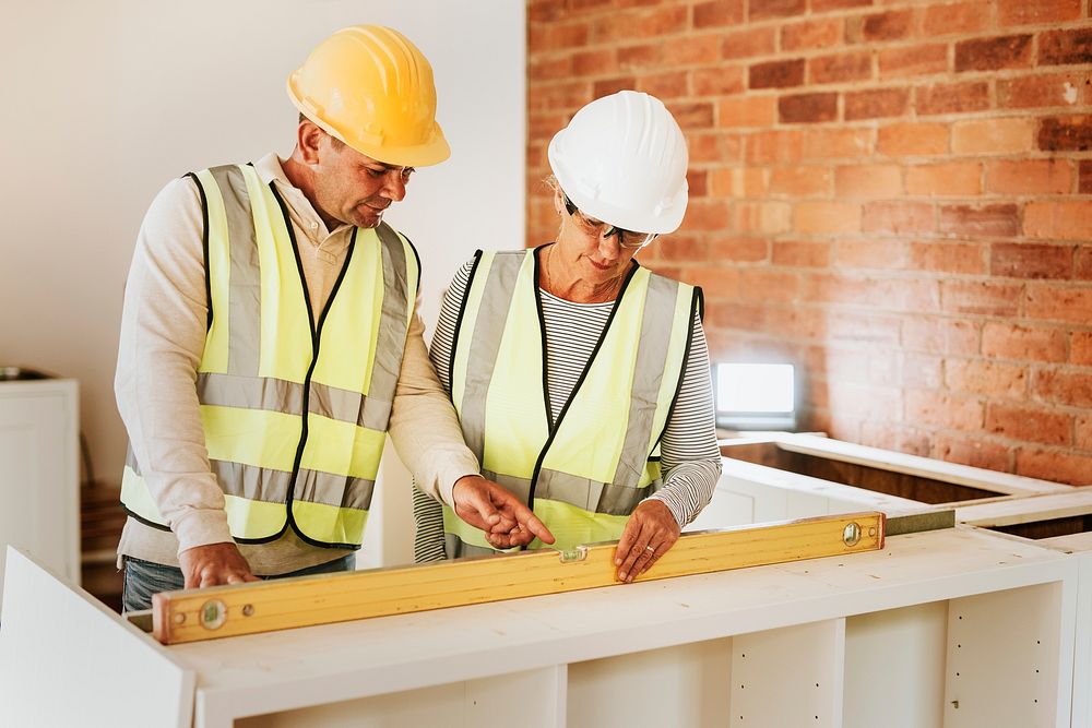 Contractor coworkers at a construction site