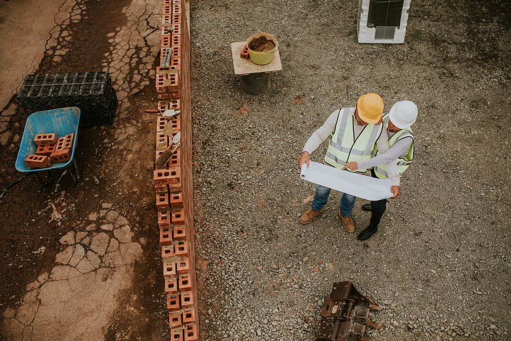 Contractor coworkers at a construction site