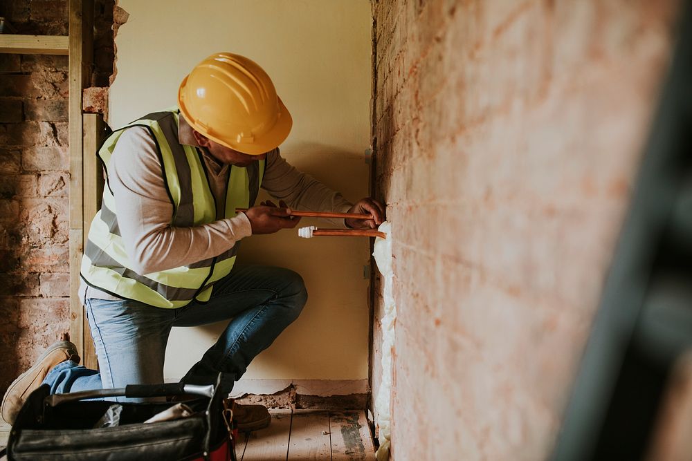 Contractor remodeling the home interior