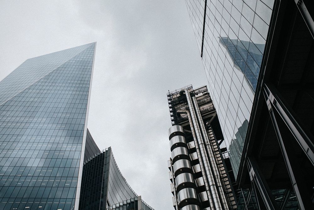 London cityscape through skyscrapers