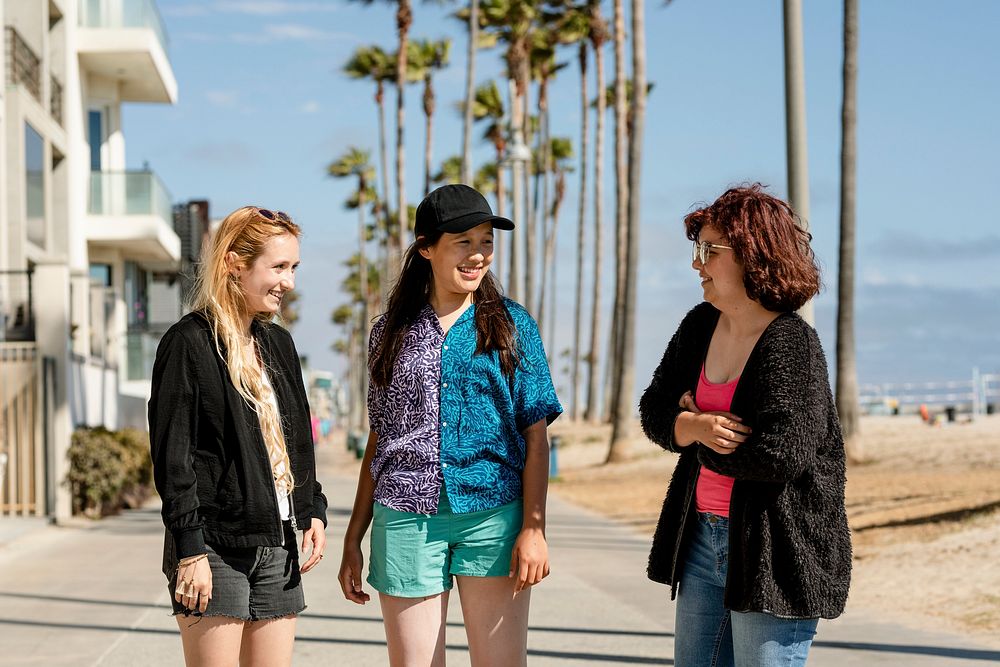 Young adult friends, summer in Venice Beach, Los Angeles