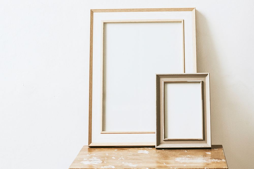Aesthetic blank white picture frames, design space