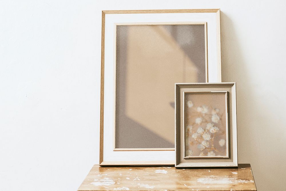 Aesthetic frames on wooden table