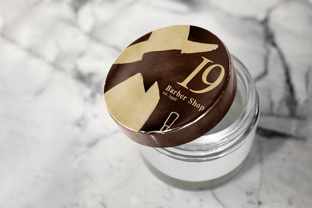 Cream jar mockup psd, brown and gold lid, hair product packaging design
