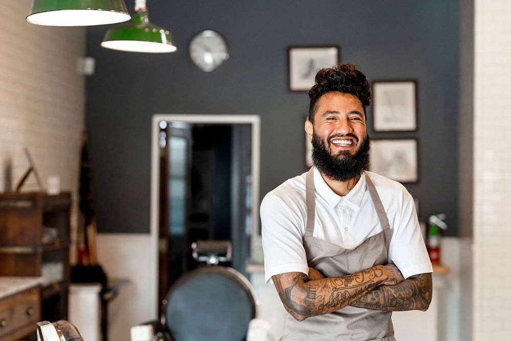 Cool hair stylist in barber shop