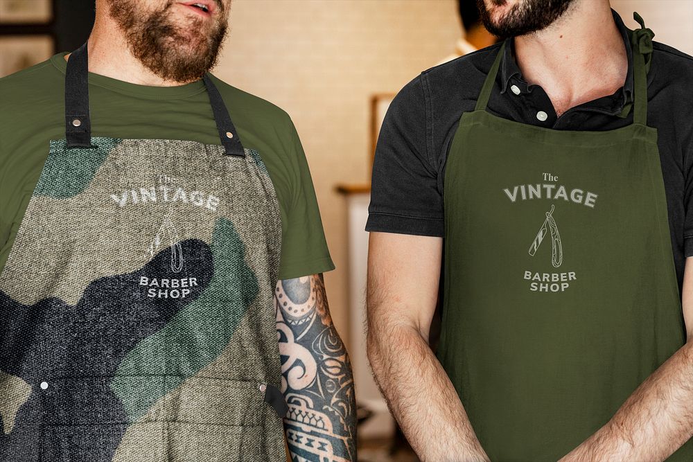 Barber apron mockup, apparel design psd