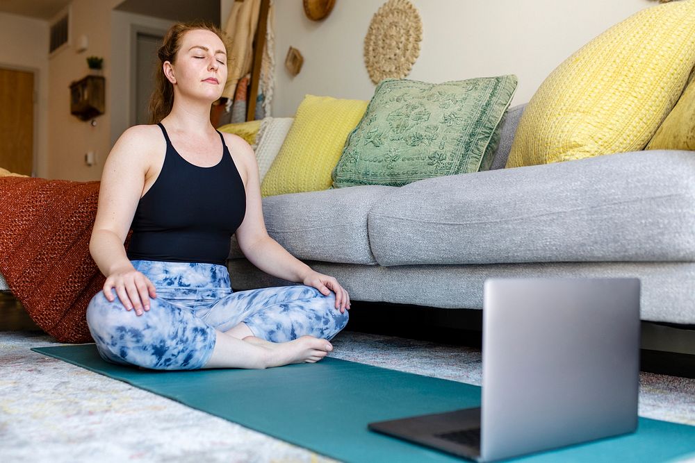 Virtual meditation class at home during pandemic