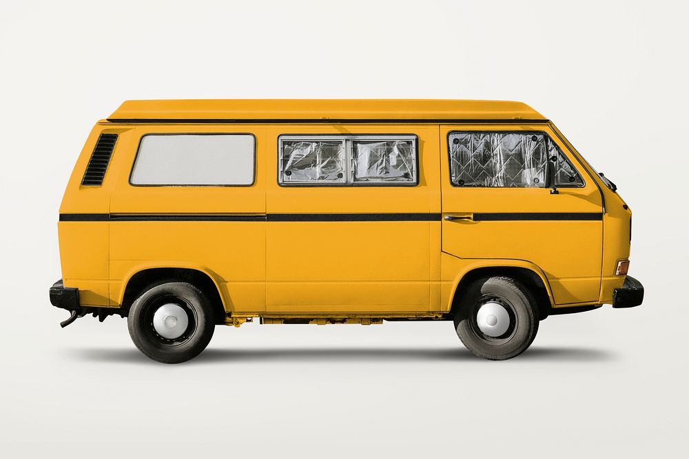 Vintage van, classic car for camping psd