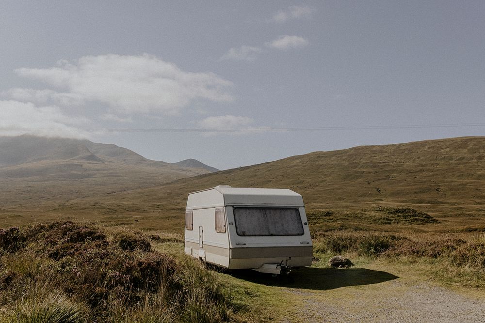 Caravan summer background, Scottish Highlands