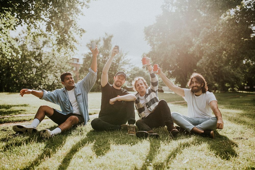 Happy friends hanging out, garden moody photography